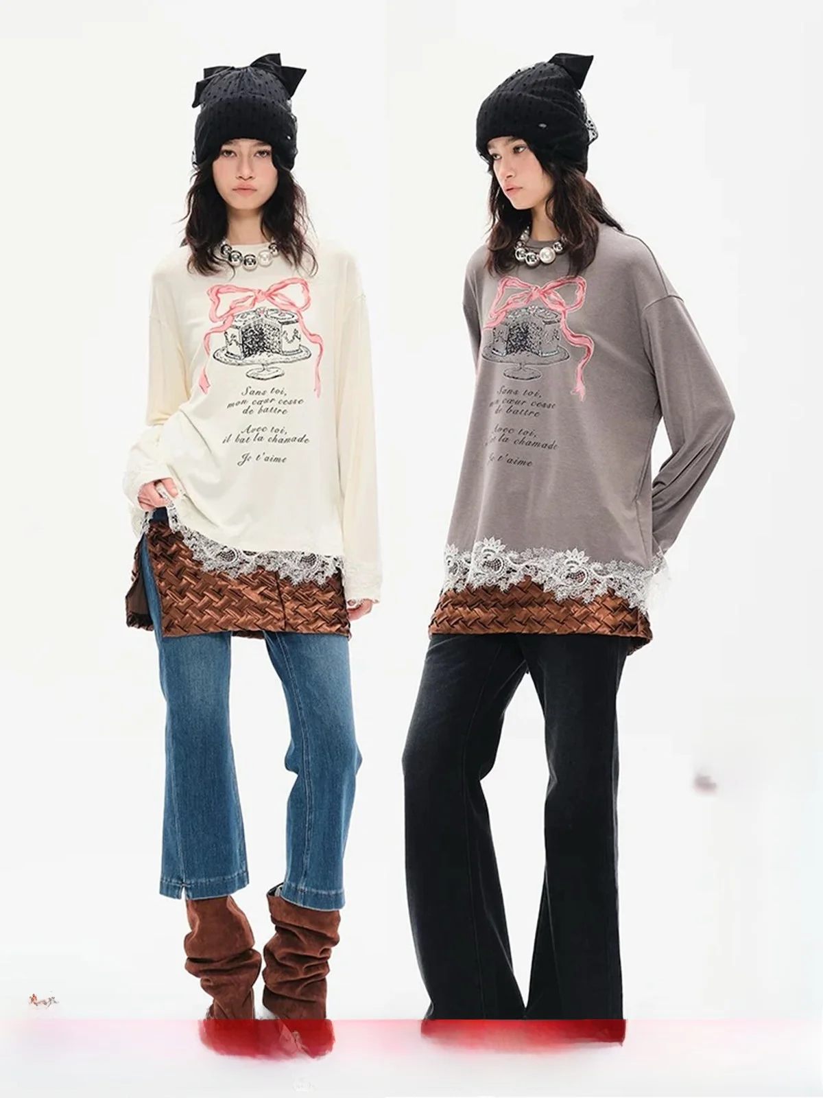 

MIMBLANCHE Brand Long Sve Woolen T-irt Casual Loose Fit Ladies Faion Buy Hand Store Daily Wear Polyester Blend