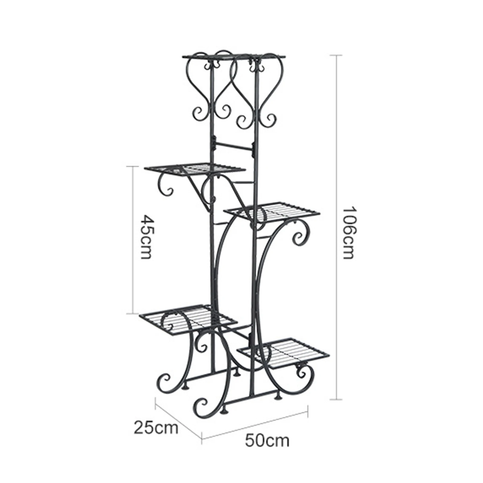 5 Tier Metal Flower Pot Stand Plant Display Holder Indoor Balcony Garden 50*25*106CM