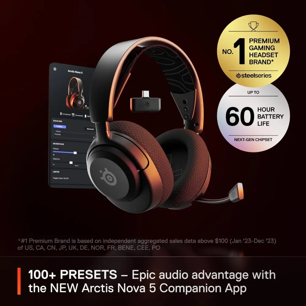 US Shipping Wireless Multi System Gaming Headset with 60H Battery Neodymium Drivers ClearCast Microphone for PC PS5 PS4