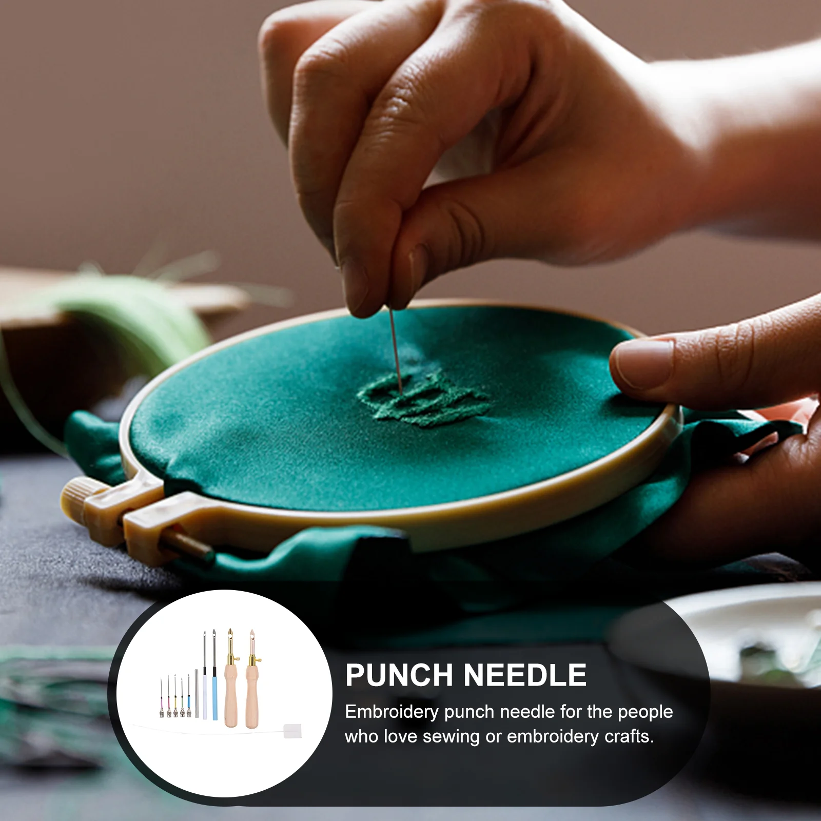 

1Set Durable Embroidery Punch Needle Wood Plastic Material for Clothing Pillowcases Towels Table Cloths Punch Needle