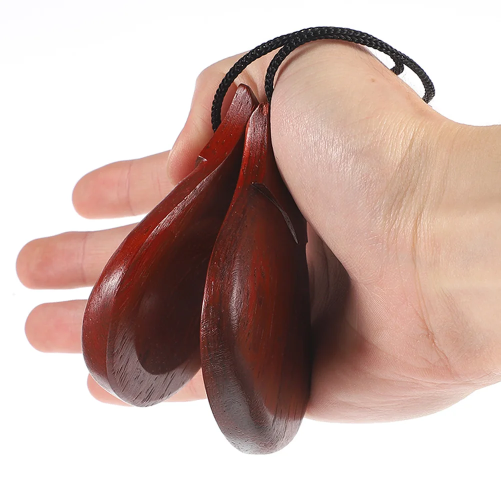 

2pcs Spanish Castanets Wooden Percussion Instruments For Music Performance Party Adult Learning Ergonomic Hardwoodwooden