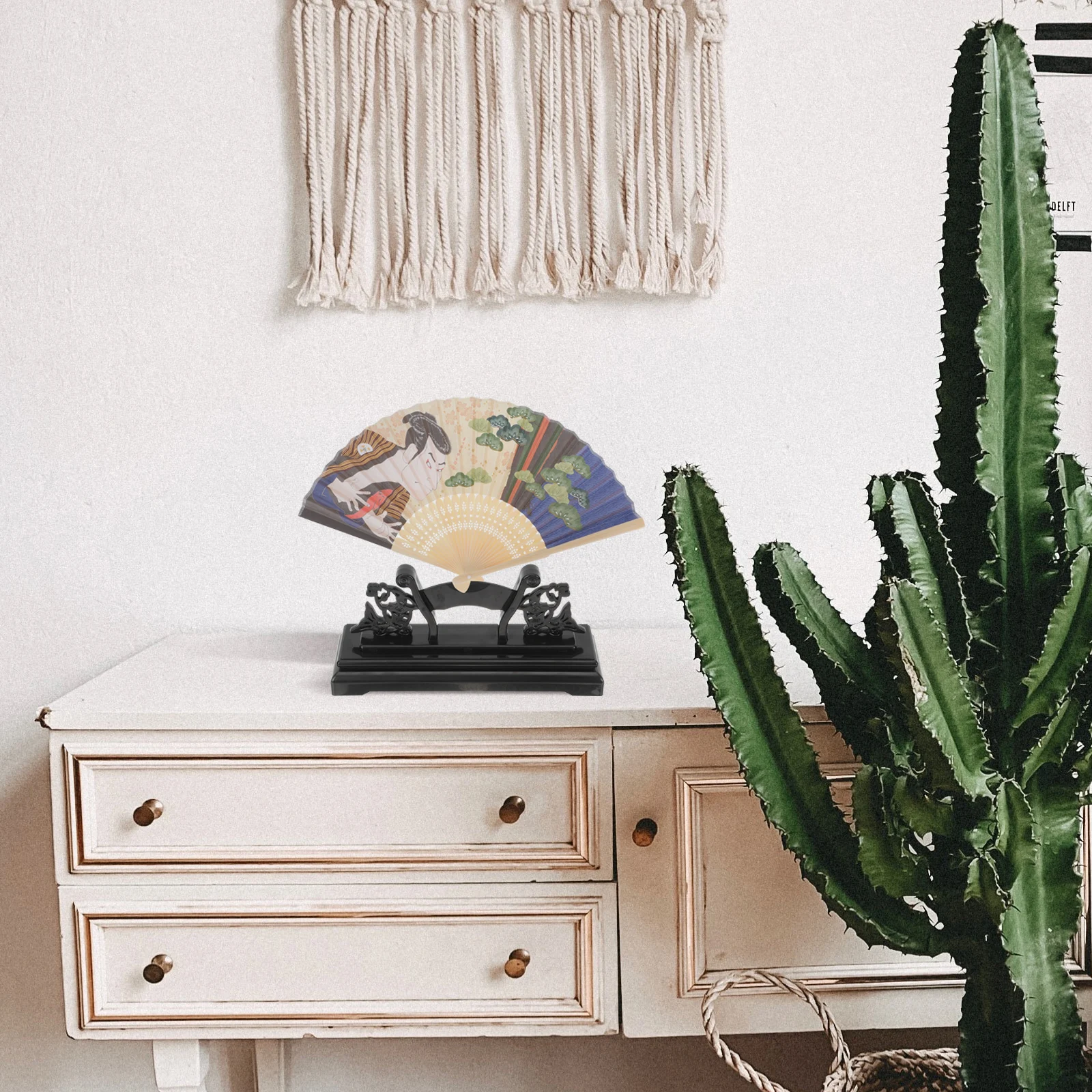 

Vintage Chinese Style Folding Fan Stand Plastic Fan Holder Display Rack for Home Office Gallery Traditional Fans Display