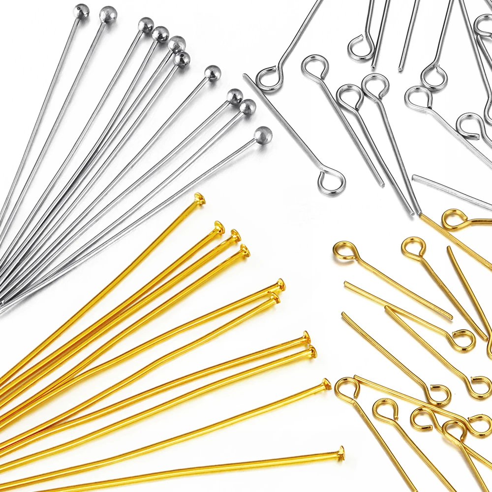 100pcs Stainless Steel Flat Head Pins for Jewelry Making Supplies Ball Pins Jewelry Findings Headpins Eye Pins Accessories