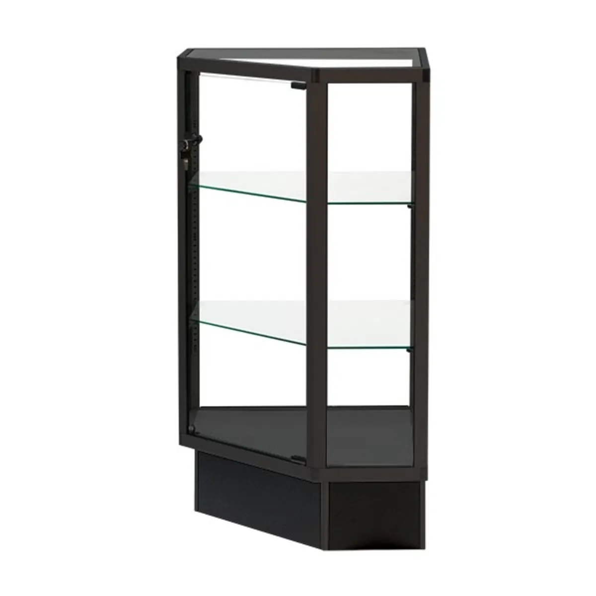 Custom.HIKUYA Custom Extra Vision Front Opening Corner Case Glass showcase untuk Toko Ritel