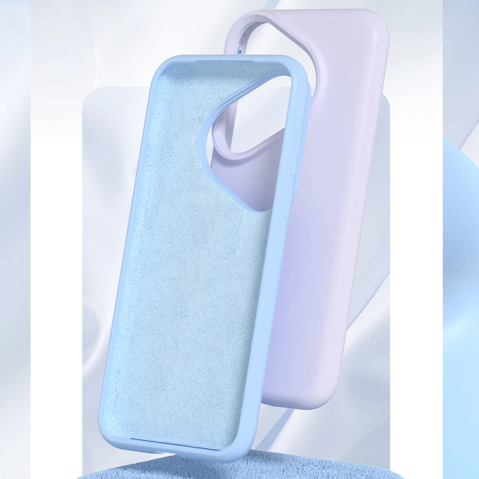 Shockproof Soft Liquid Silicone Case For Huawei Pura 70 Pro 80 Ultra 90 Pro Max, Slim Skin Fleece Lining Protection Phone Cover