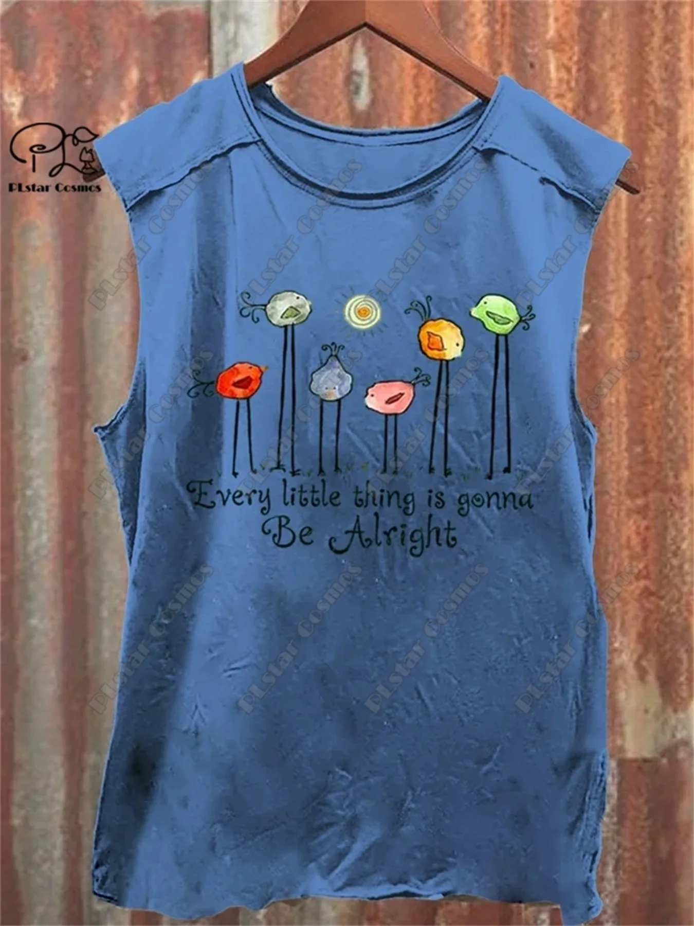 New Women's 3D Printed Every Little Thing Gonna Be Alright Series Multi-Color Art Print Casual Round Neck Sleeveless Vest  4