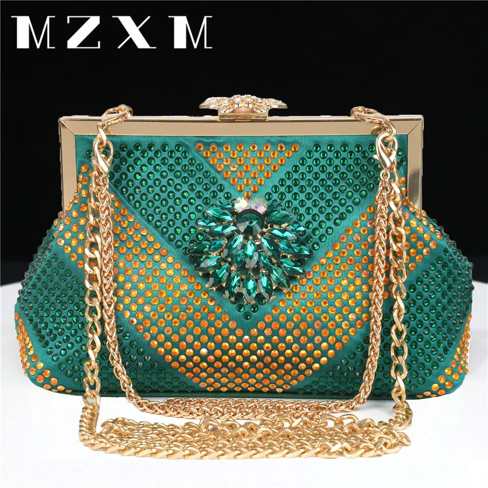 Handmade Rhinestones Evening clutch Bag Purses and handbag Luxury Designer Shiny Crystal Clutch Purse Shoulder Bags