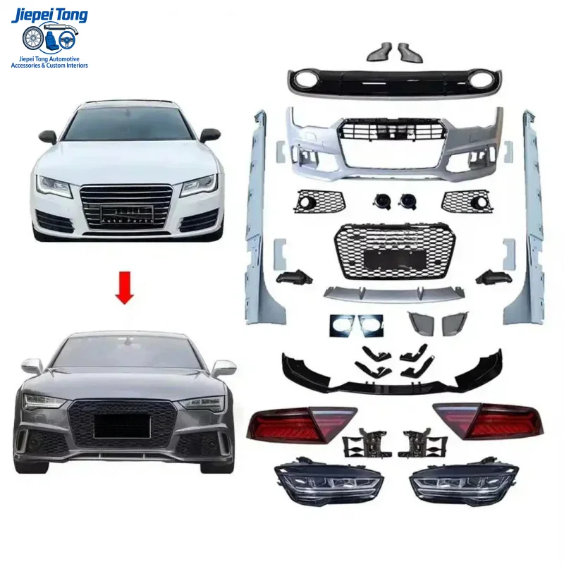 

For High Quality A6 Upgrade Model Car Body System Front Bumper Grille Rear Lip Side Skirts