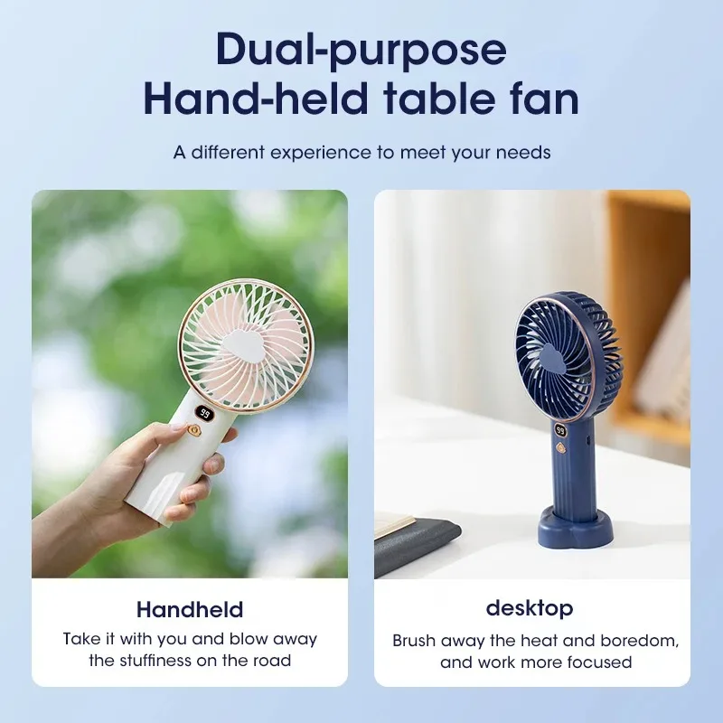 3000mAh Battery Rechargeable Portable Handheld Mini Electric Fan 5 Speed Cool Wind for Home Room Office Outdoor