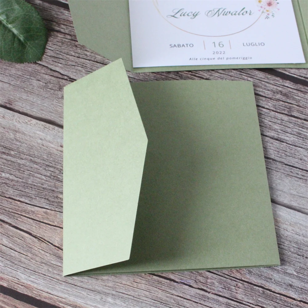 Wedding Cards Invitations Pocket Envelopes, Customized Invite RSVP Printing, 50Pcs