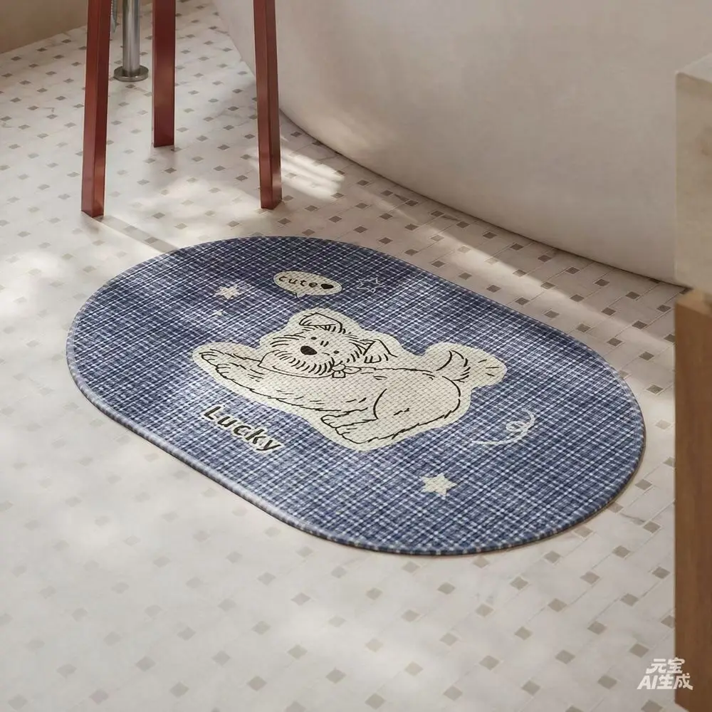 VIKAMA Cartoon Bathroom Rug Bathroom, Bedroom, Living Room, Water-Absorbing Partition, Cool Air, Entrance Foot Mat, Home Decor