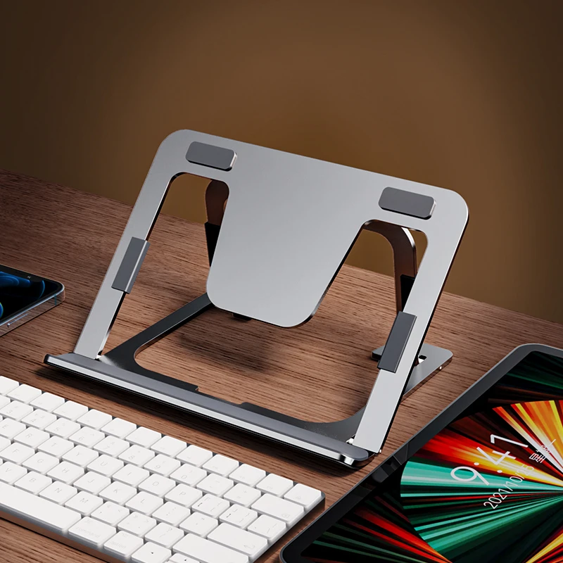 Home Office Slim Aluminum Alloy Folding Desktop Stand Metal Holder For Tablet Devices