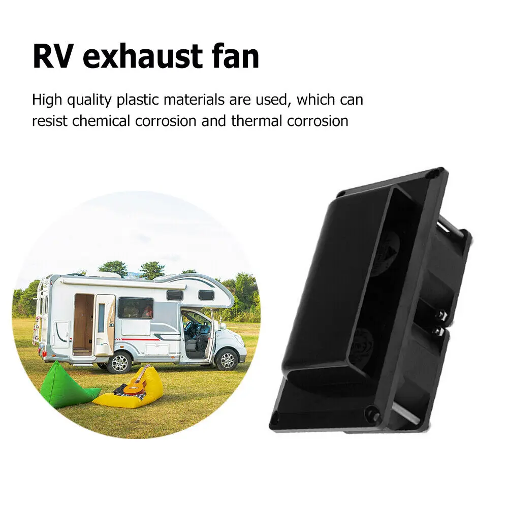 White DC12V Side Air Vent Exhaust Fan 13.2W for RV Caravan Trailer Camper Boat Marine Ventilation