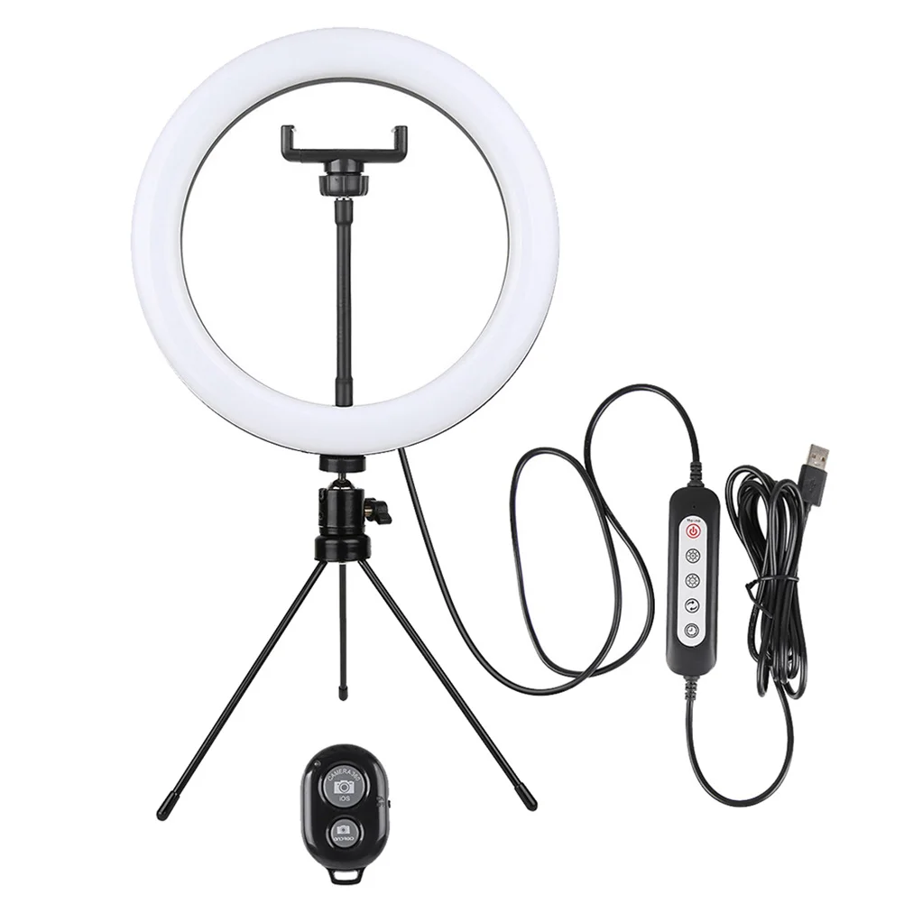 

1Set Live Streaming Light Ring Kit Premium Mobile Broadcast Stand with LED Illumination Foldable Tripod for Phone Video Content