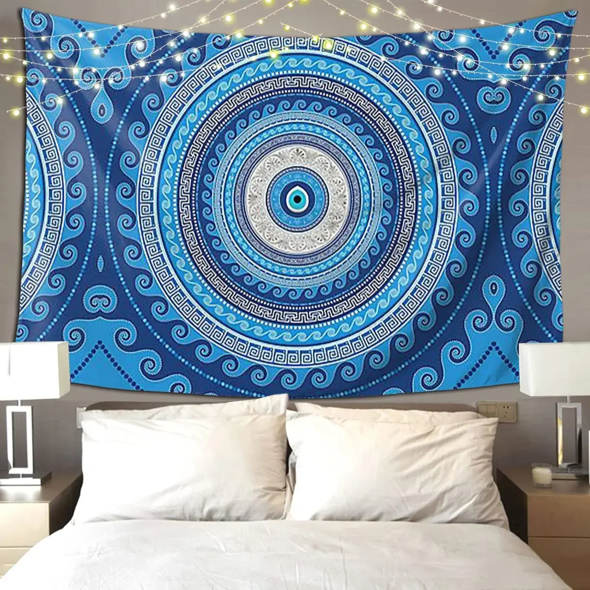 Greek Mati Mataki - Matiasma Evil Eye Ornament Tapestry Art Wall Hanging Aesthetic Home Tapestries for Room Bedroom Dorm Room