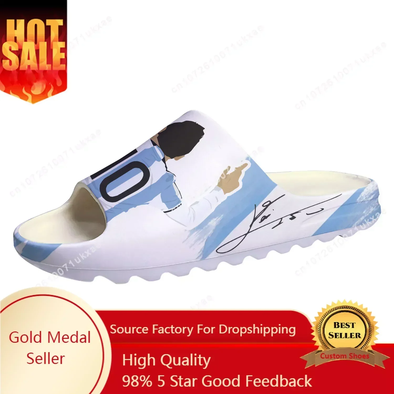 

Miami No 10 Argentina Internacional Soccer Football Soft Sole Sllipers Clogs Customized Step On Water Shoes Mens Womens Sandals