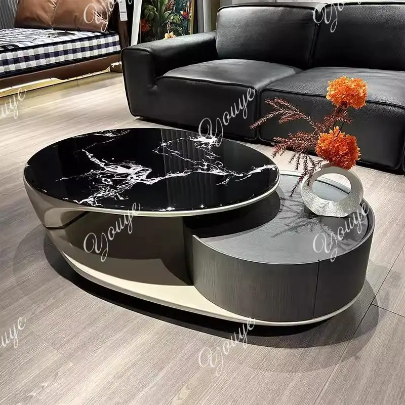 

Microcrystalline stone oval special-shaped coffee table small apartment living room tea table modern advanced coffee table