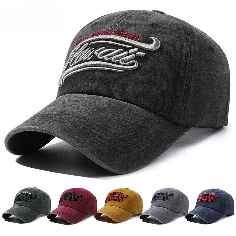 Hat Men's Spring and Autumn Washing Embroidery Alphabet Baseball Cap Retro Peaked Cap Women's Tide Casual Shade Sports Sun Hat