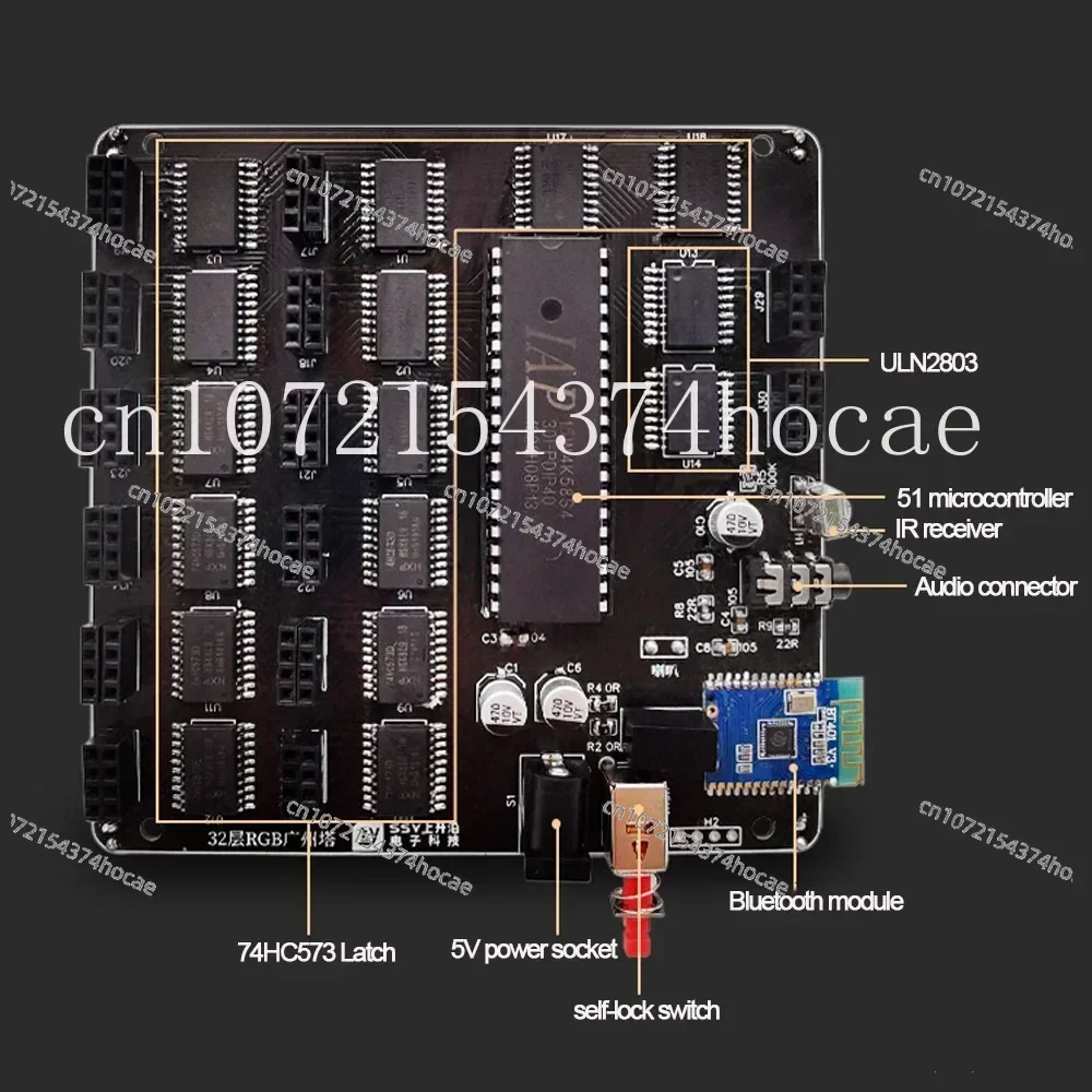 DIY electronic welding kit, 32 layer RGB cube light, Guangzhou Tower, microcontroller, Bluetooth music application control