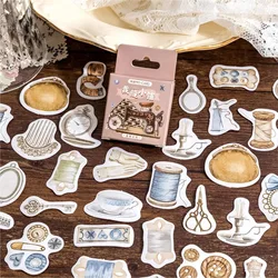 45Pcs Vintage Tailor's Shop Boxed Stickers Scrapbooking Ins Label Diary Stationery Album Phone Journal Planner