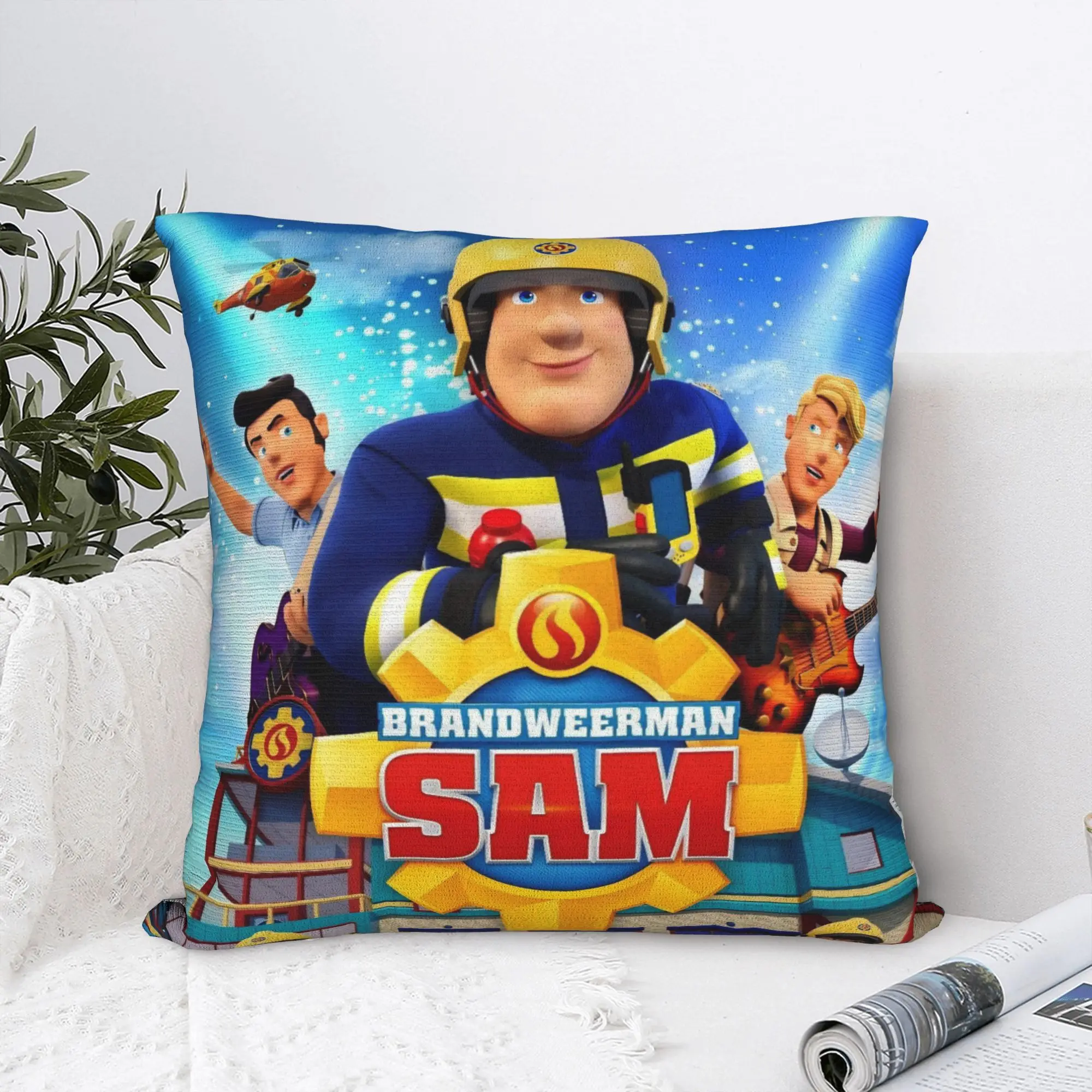 Fireman Sam Square Pillow Covers Polyester Couch British Children Television Cushion Case Funny Home Decoration Pillowcase 40*40