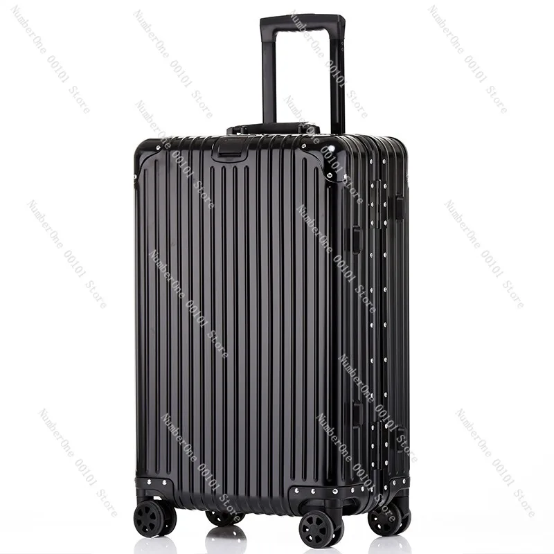 All-aluminum alloy 24-inch trolley luggage case, metal password lock, business travel case, 20-inch boarding size