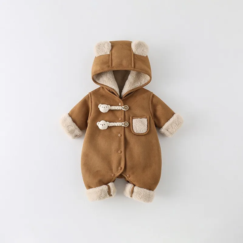 IYEAL طفل لطيف مقنعين بذلة الرضع بنين بنات الشتاء سميكة القطن مبطن بذلة الشتاء الدافئة الصوف سترة قطن #2