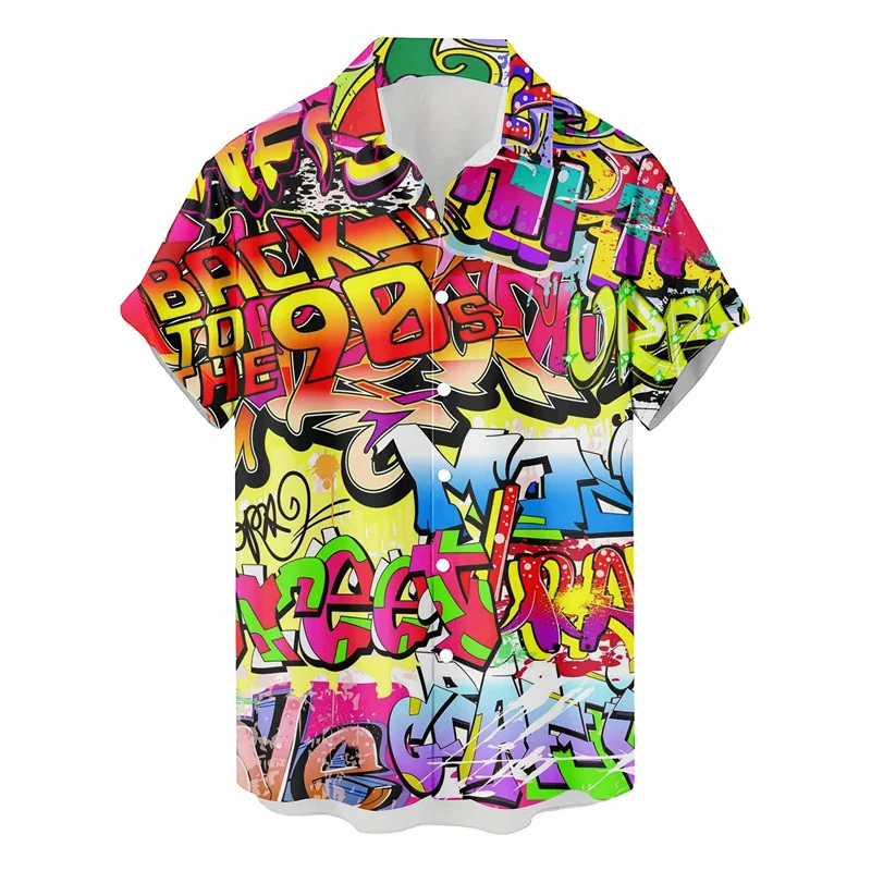 الرجعية 80s 90s قمصان هاواي الرجال الملابس ثلاثية الأبعاد مطبوعة قصيرة الأكمام بلايز كول في الهواء الطلق التلبيب بلوزة Y2k الصيف زر قميص #6