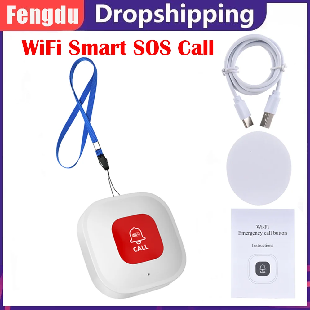 

Emergency Alarm WiFi Smart Button for Home Security Alarm Systems Smart Wireless SOS Call for Seniors Patients Elderly At Home