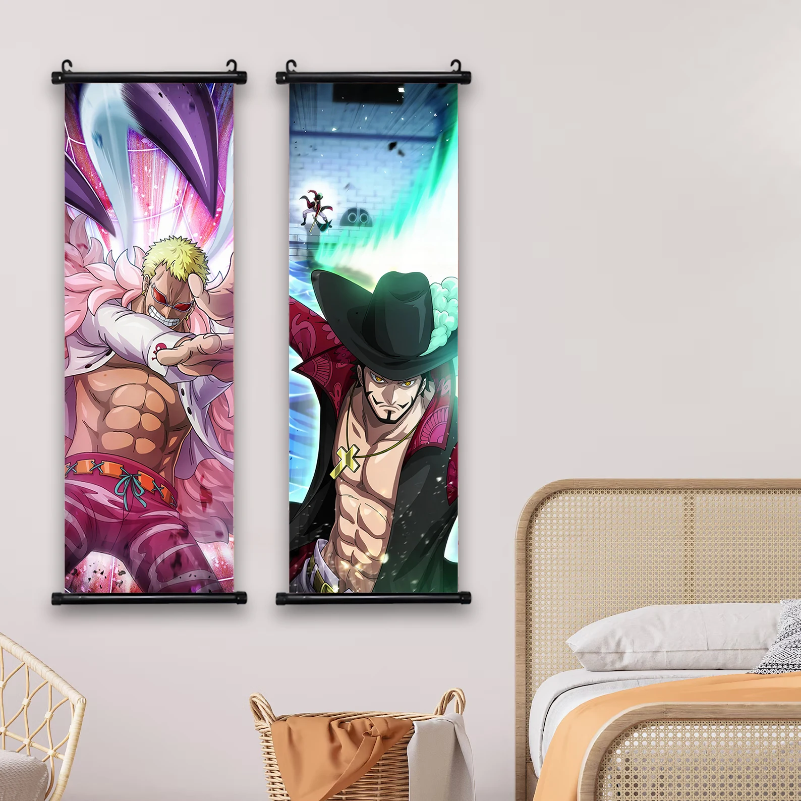 EEN STUK Mihawk Anime Poster Hangende Scroll Comic Wallpaper Muur Buggy Kunstwerk Canvas Decor Home Decoratie Doflamingo Art Gift