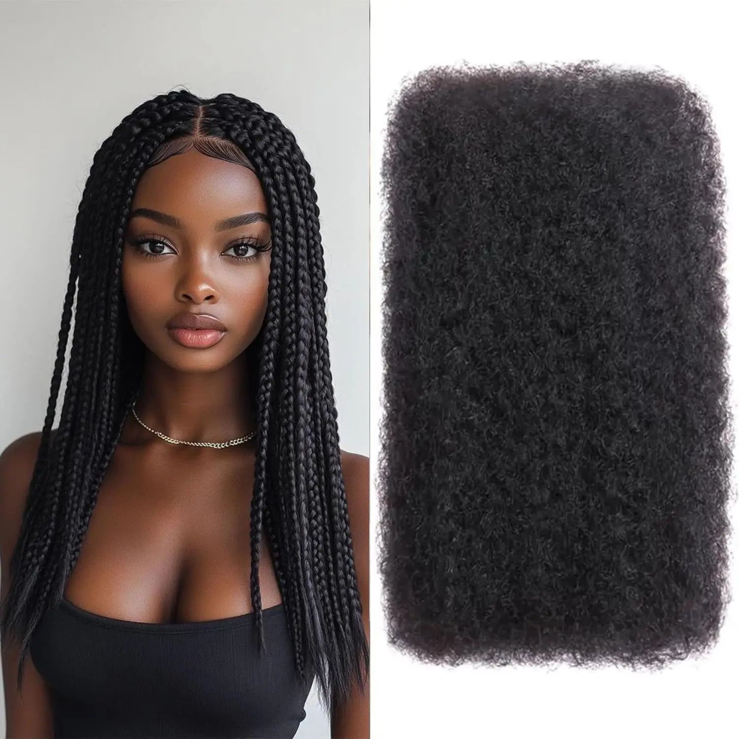 Afro Kinkys Bulk Synthetic Hair for Dreadlocks Extensions and Locs Repair 1 Pack 50 Gram Afro Kinky Curly Hair Bulk for Twist