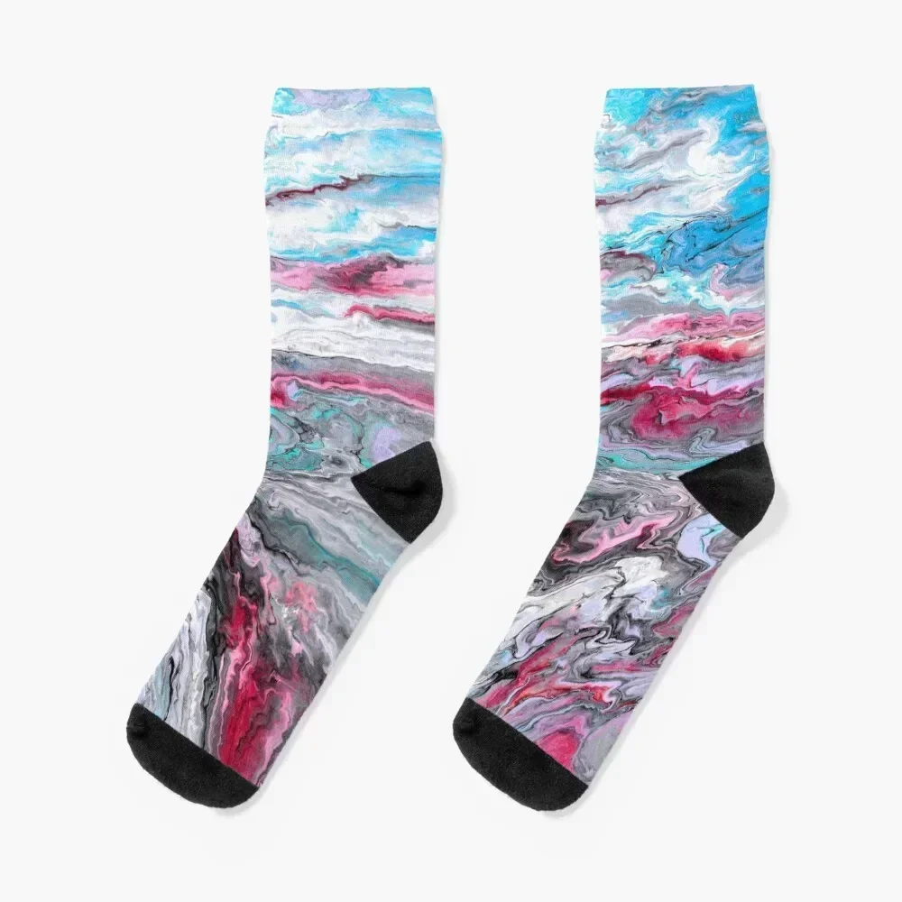 

Shorescape - Acrylic Pour Socks designer brand professional running sheer basketball Socks Woman Men's