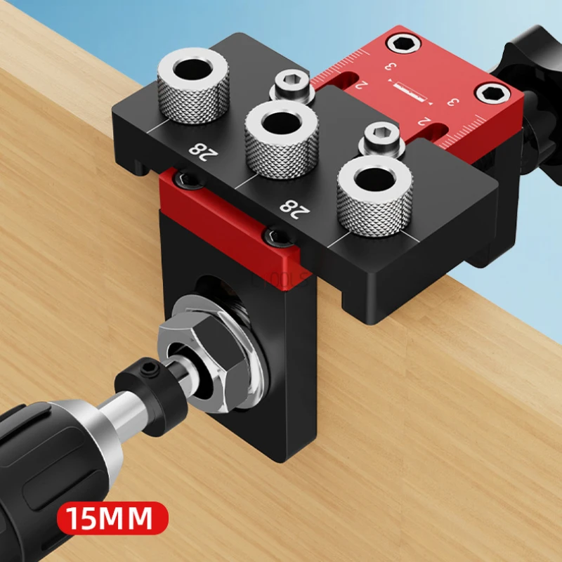 Woodworking 3 In 1 Dowelling Jig Universal Dowel Cam Jig Wood 0-52mm Hole Drilling Guide Locator Adjustable Pocket Hole Jig Kit