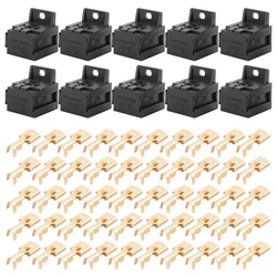 Car Auto 30A-80A Relay Bracket Terminal Case Holder Relay Base Holder 5 Pin Socket With 50Pcs 6.3Mm Terminals For Car