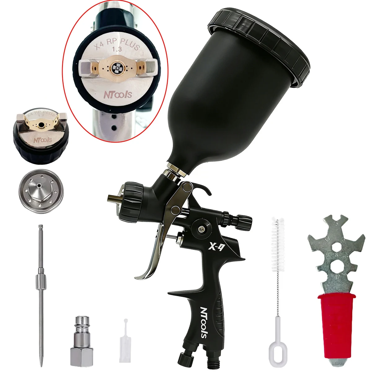Slit Spray Gun 1.3mm Nozzle Varnish Painting with 1.7mm Nozzle Kit for Primer Spraying Slit Nozzle Air Spray Gun Car Paint Gun