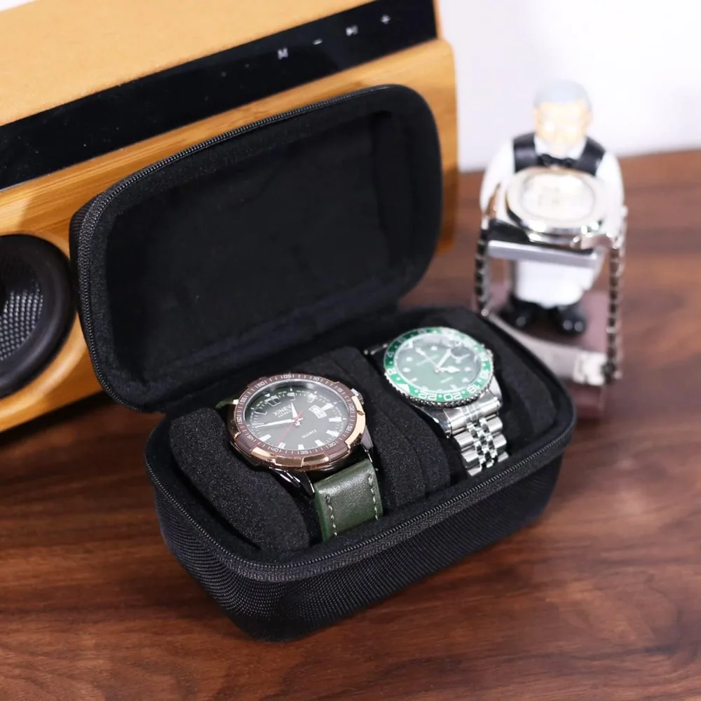 Portable Single Watch Travel Case for Men and Women, Storage Box Organizer for Wristwatches and Smart Watches, 2 Slot view 2
