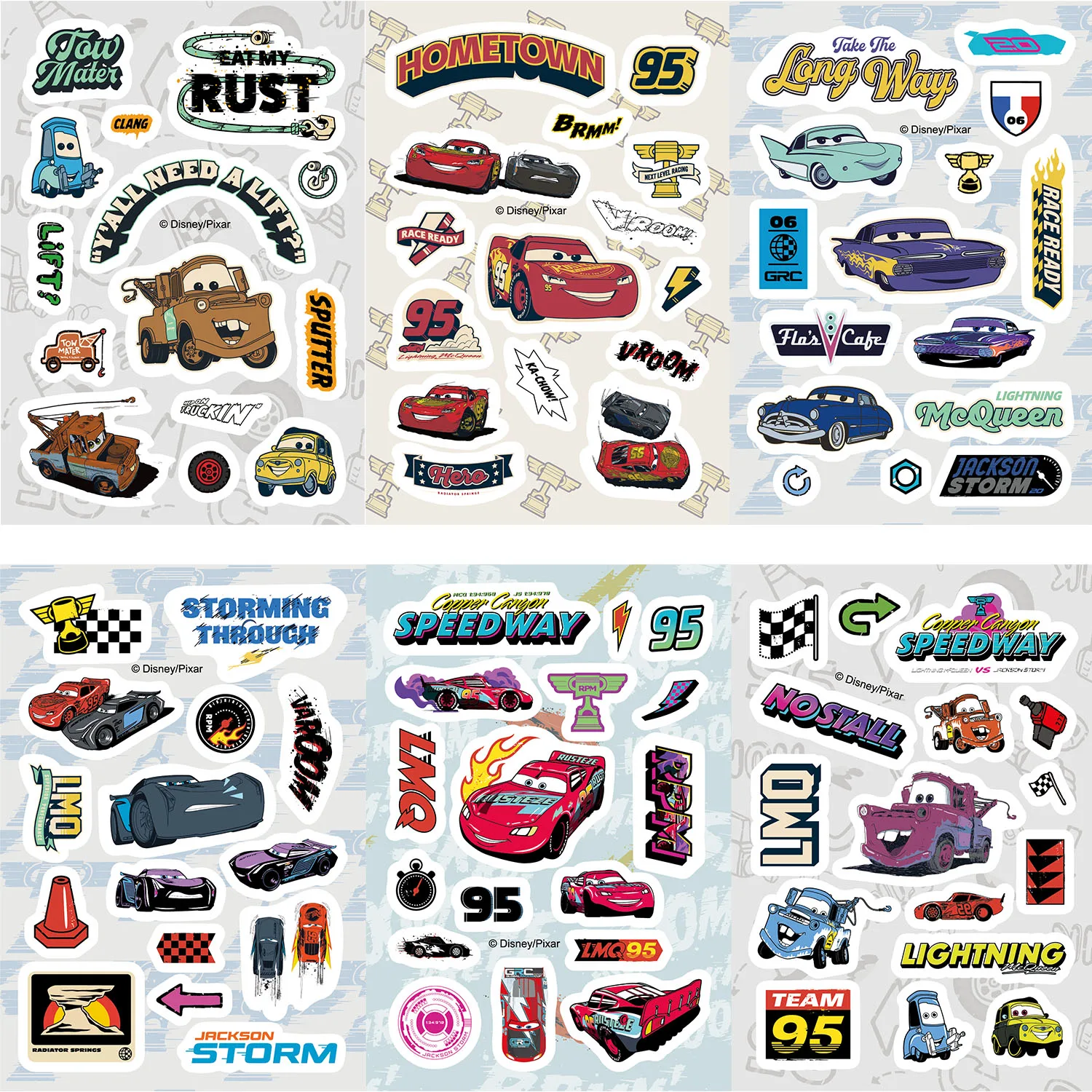 Disney 8 Stück Cars Collage Aufkleber Tagebuch Laptop Gepäck Skateboard Cartoon Aufkleber Spaß klassische Geschenkdekoration