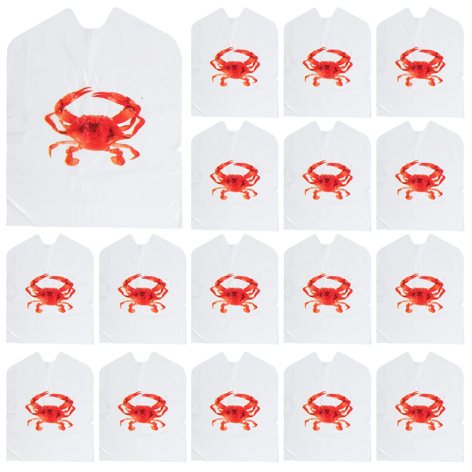 

100 шт. одноразовых пластиковых фартуков с рисунком краба для взрослых, для приготовления пищи и мероприятий