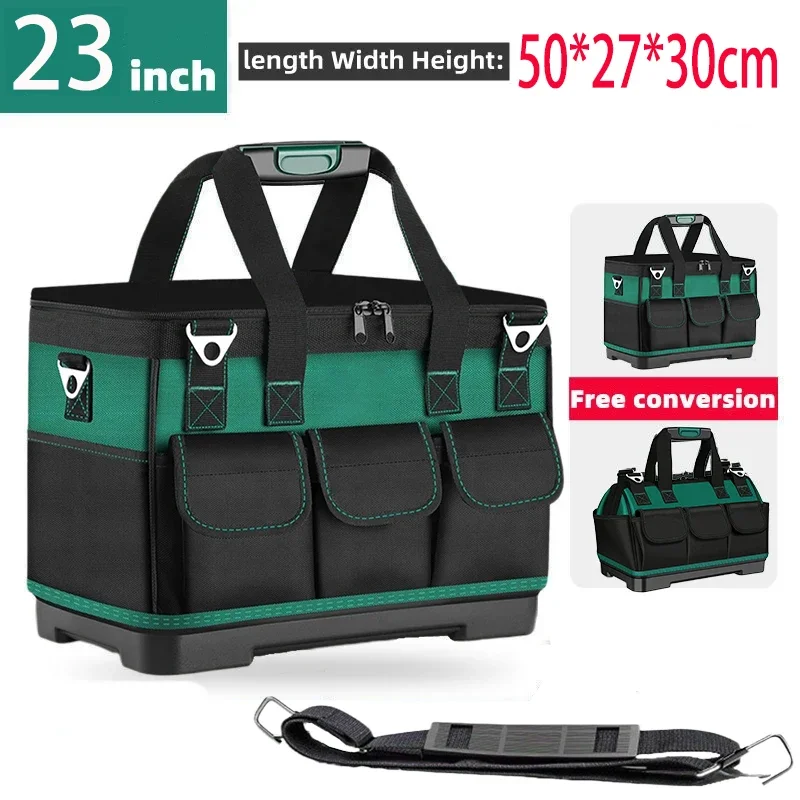 Upgrade 23inch Heighten large capacity Tool Bag Thickened 1680D Oxford Waterproofed Wear-Resistant Electrician Storage Toolkit