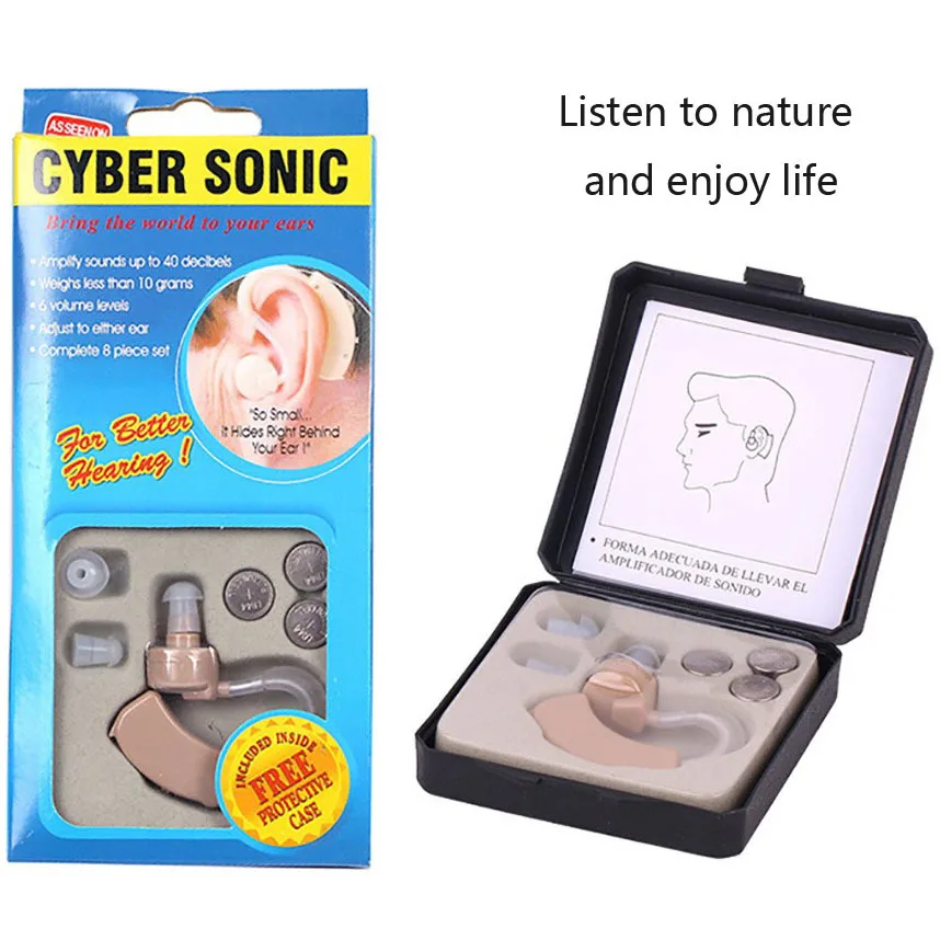 2024 New Sound Amplifier Cyber Sonic Portable Audiphone Listening Asistent Ergonomic In Ear Earbuds Earhook For Ear Back Elderly