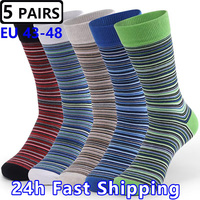 5 Pairs Large Size43-48 Men's Long Socks Colorful Casual Big Happy Socks Combed Cotton Autumn Winter Plus Size Socks Mens Gifts