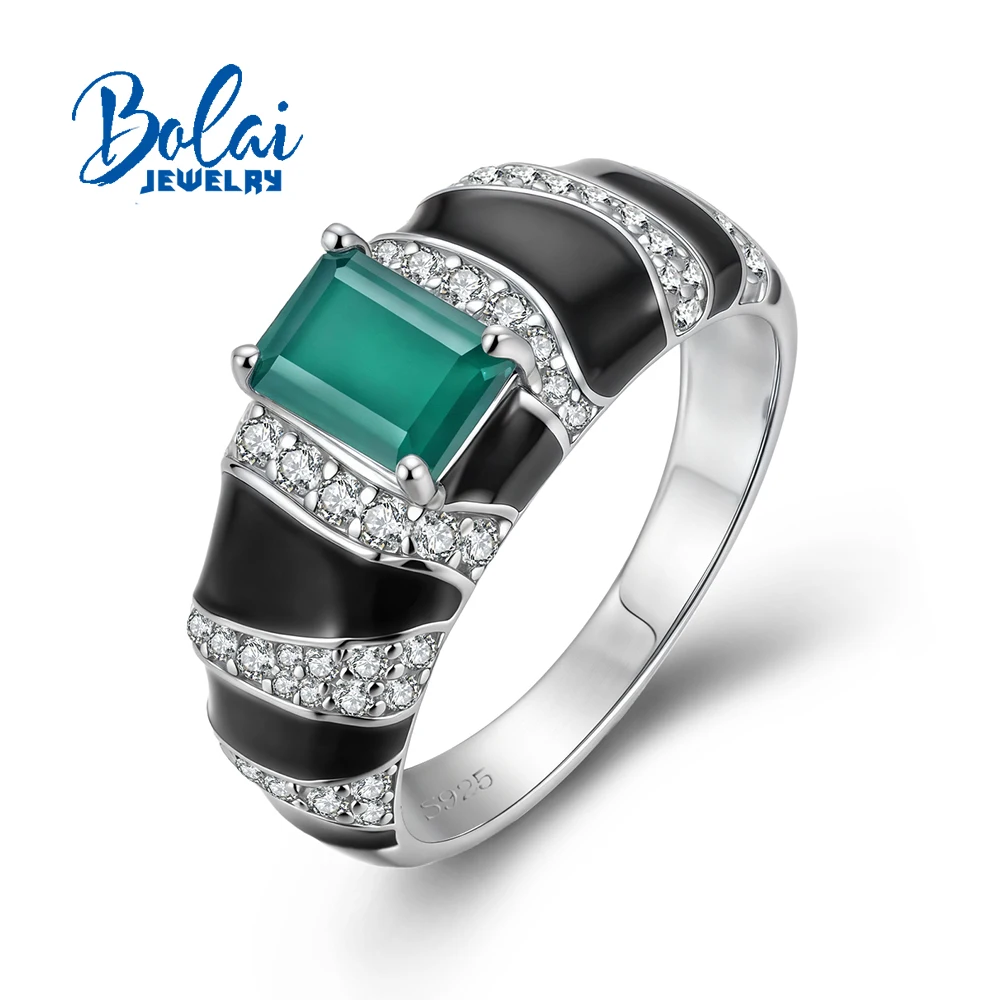 

Кольцо из стерлингового серебра 925 пробы, натуральный восьмиугольный зеленый агат, «Заземляющий драгоценный камень», классические ювелирные изделия для женщин, подарок на день рождения