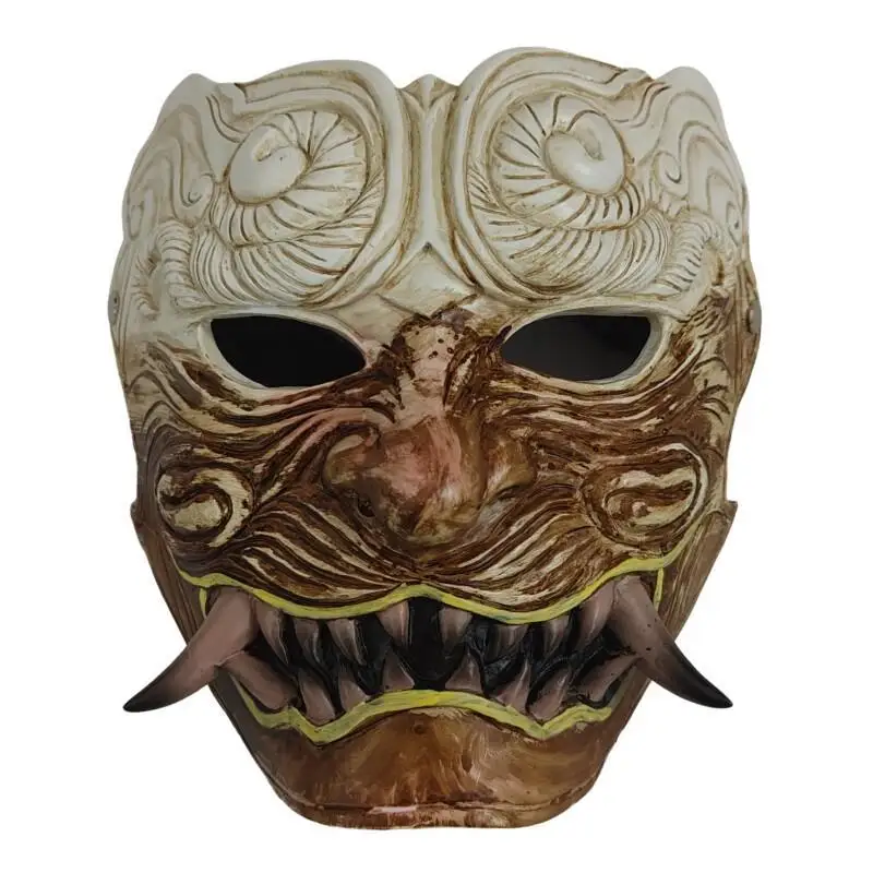 할로윈 일본 사무라이 오니 악마 마스크 풀페이스 호러 코스프레 소품 레진 게임 파티 액세서리 테러 전사 마스크 (성인용)