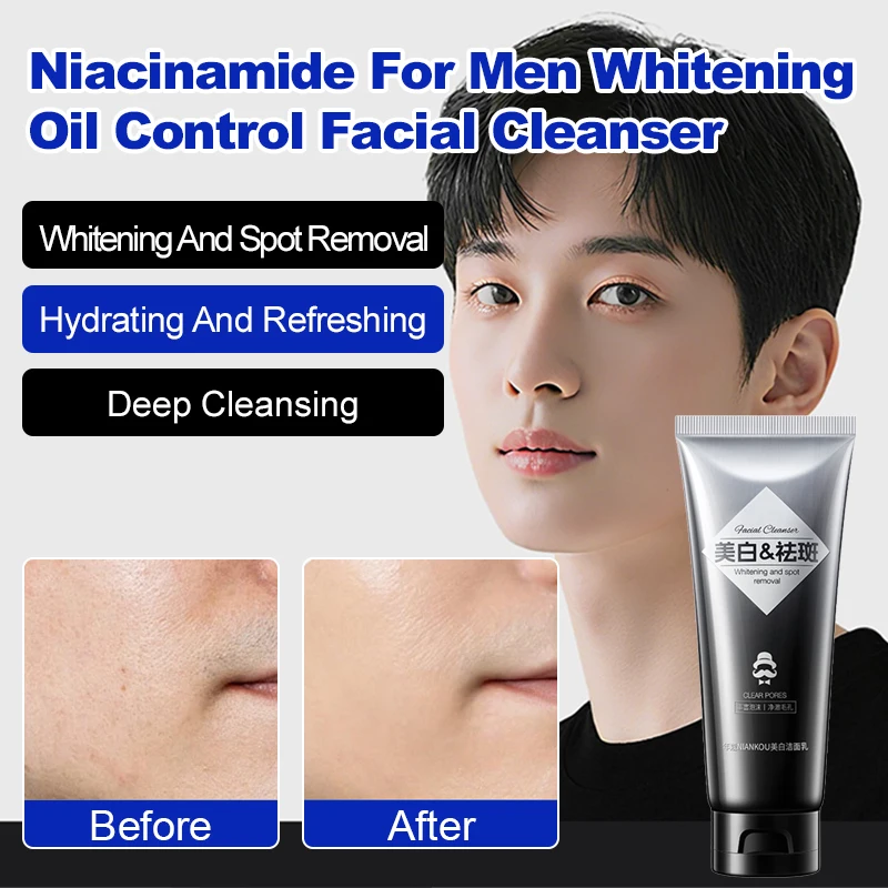 

Men's Niacinamide Whitening Oil Control Facial Cleanser for Adults Hydrating Refreshing Suitable for Niacinamide Sensitive Skin