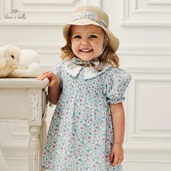 Dave Bella Girl's  Children's New Baby Knit Shivering Lovely Fresh Casual  Puff Sleeve Summer Princess Dress DB2235416