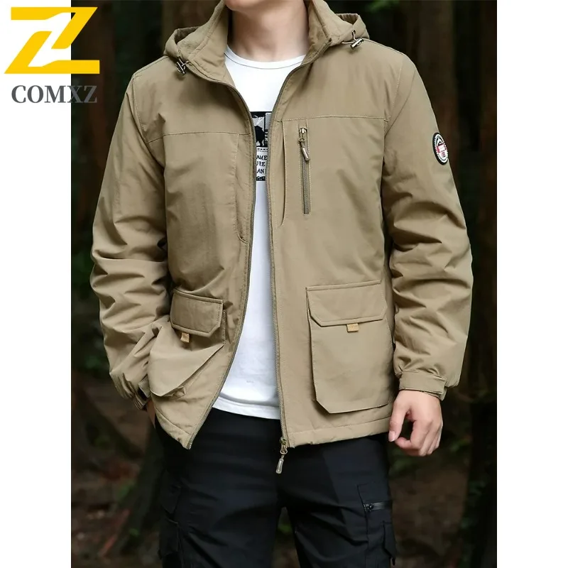 

Мужской свободный плащ Chaqueta больших размеров, водонепроницаемый повседневный дорожный плащ с несколькими карманами для рыбалки, ветрозащитные минималистичные куртки для пешего туризма