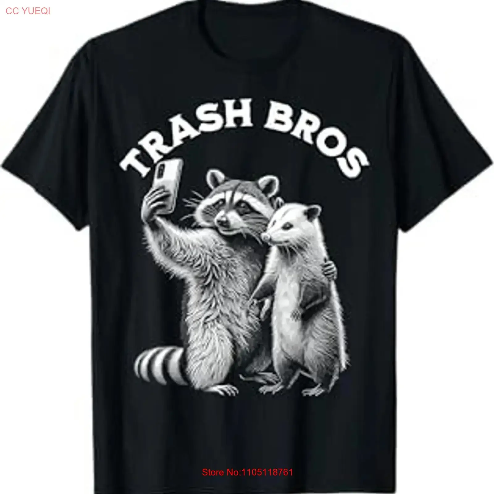 Opossum Racoon Trash Bros Selfie Funny Meme Possum T Shirt long or short sleeves vintage Washed Comfortable streetwear