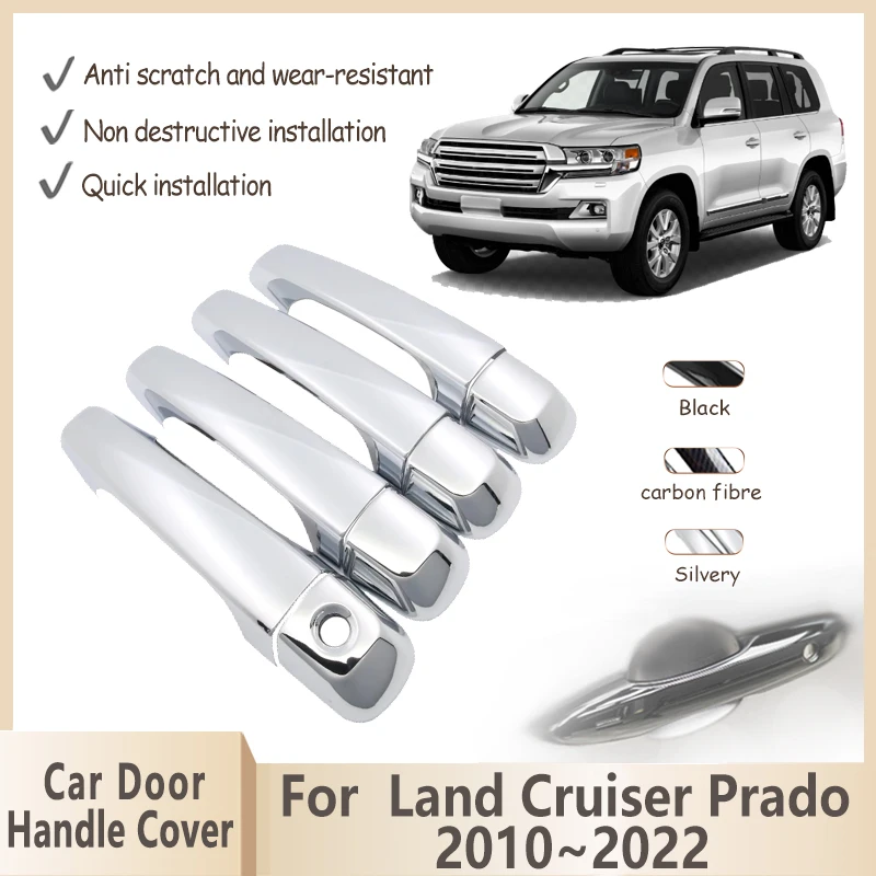 

Крышка дверной ручки для Toyota Land Cruiser Prado 150 J150 2010 ~ 2022, хромированные умные ручки, защитный чехол, наклейка, автомобильные аксессуары