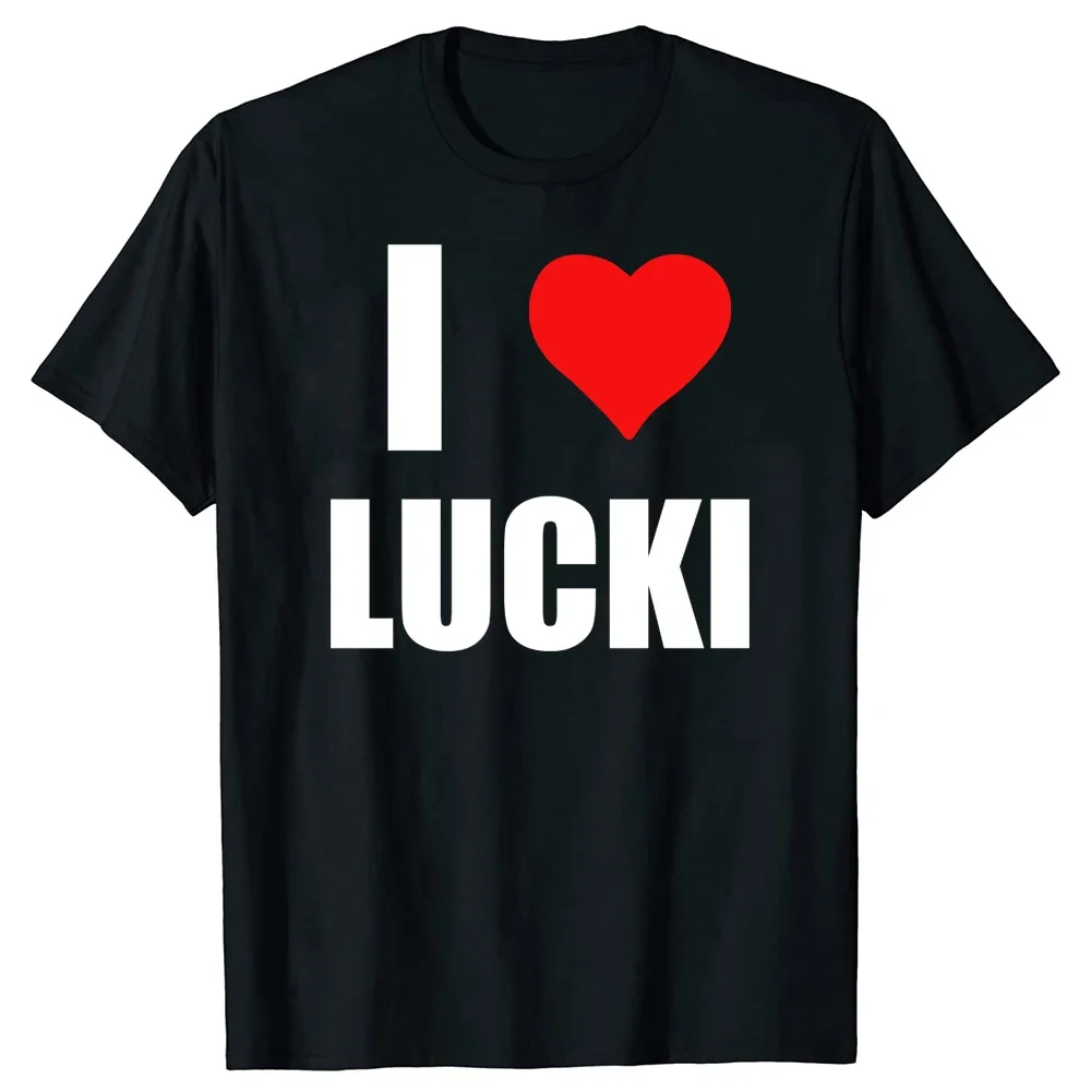 

Футболка I Love Lucki Heart Fuuny для мужчин и женщин, хлопковая тенниска с коротким рукавом, приталенная рубашка с круглым вырезом, уличная одежда, европейский размер