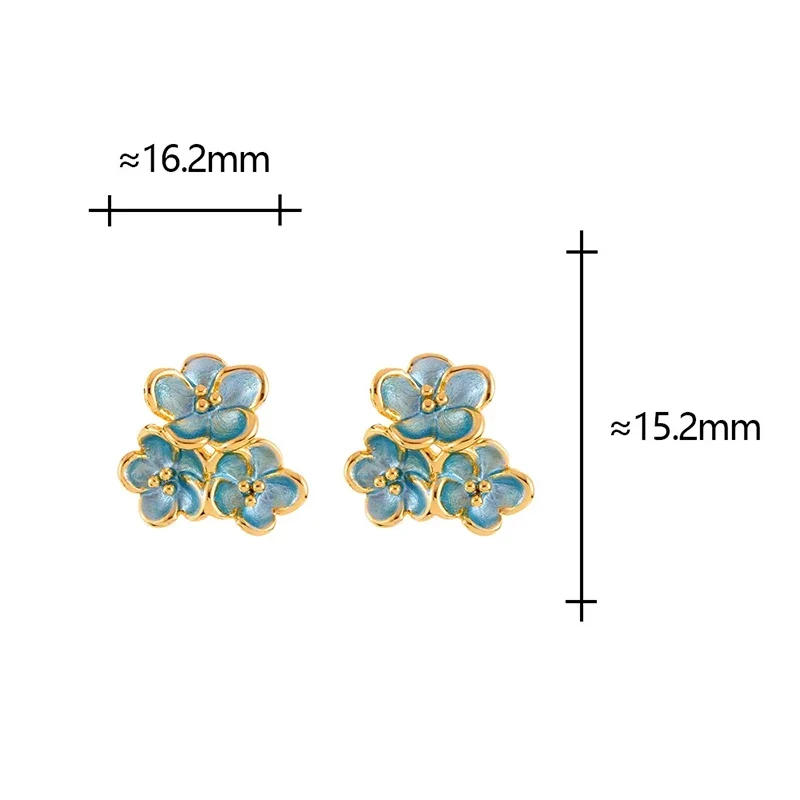 

Real 925 Sterling Silver Enamel Vintage Flower Stud Earrings for Women Minimalist Fine Jewelry Light Luxury Accessories